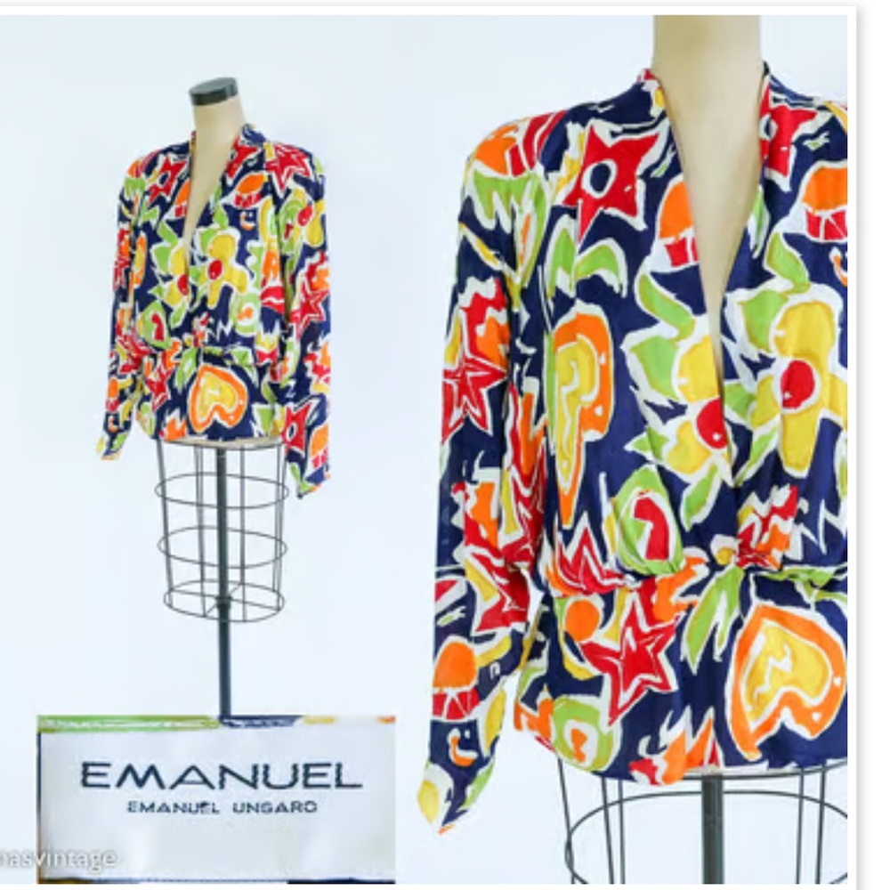 EMANUEL UNGARO TASSEL PRINT SZ **4 Bold colors BLOUSE